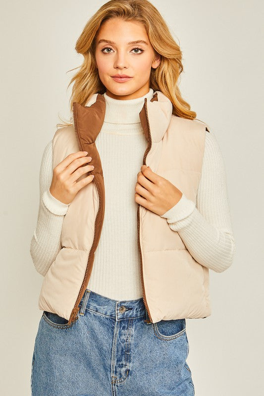 Cocoa Reversible Puffer Vest