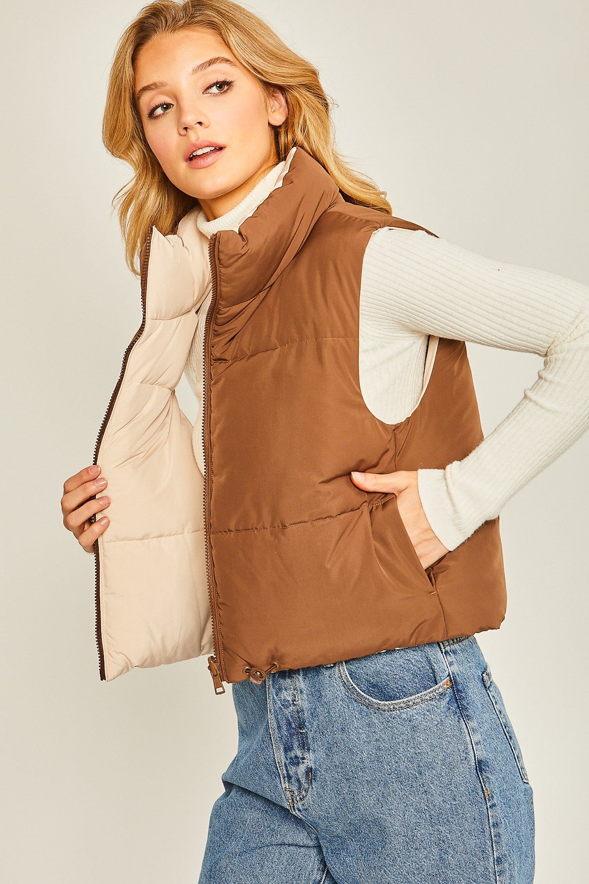 Cocoa Reversible Puffer Vest